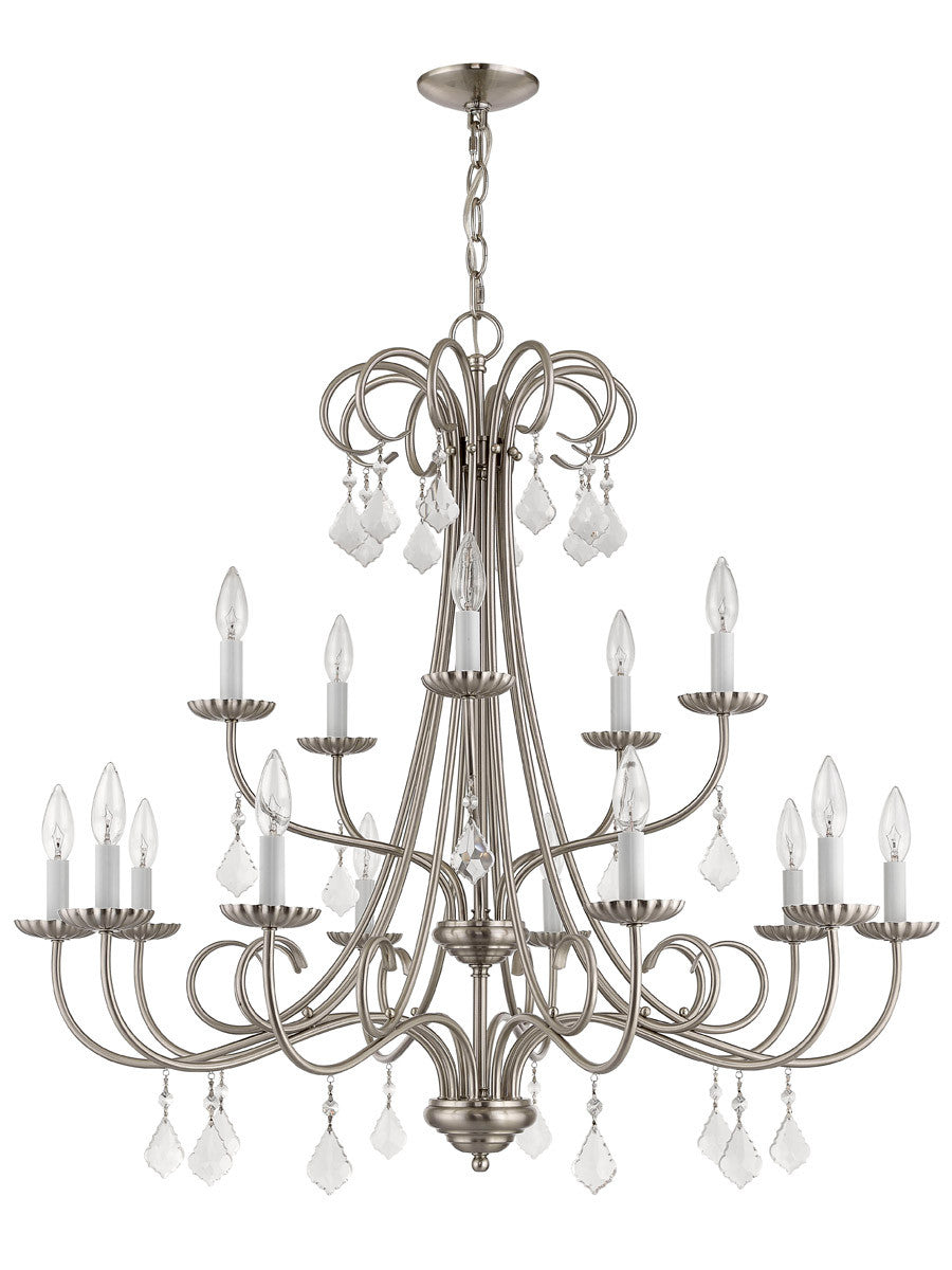 Livex Lighting Daphne Collection 15 Lt BN Foyer Chandelier in Brushed Nickel 40879-91