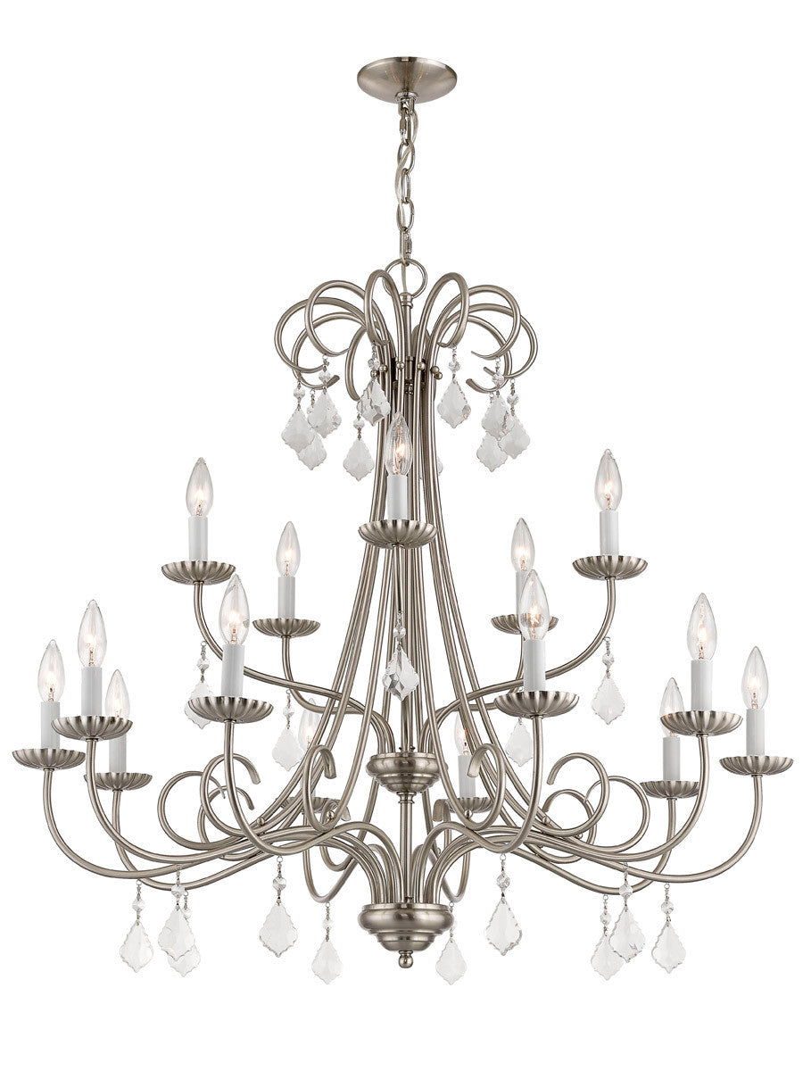 Livex Lighting Daphne Collection 15 Lt BN Foyer Chandelier in Brushed Nickel 40879-91