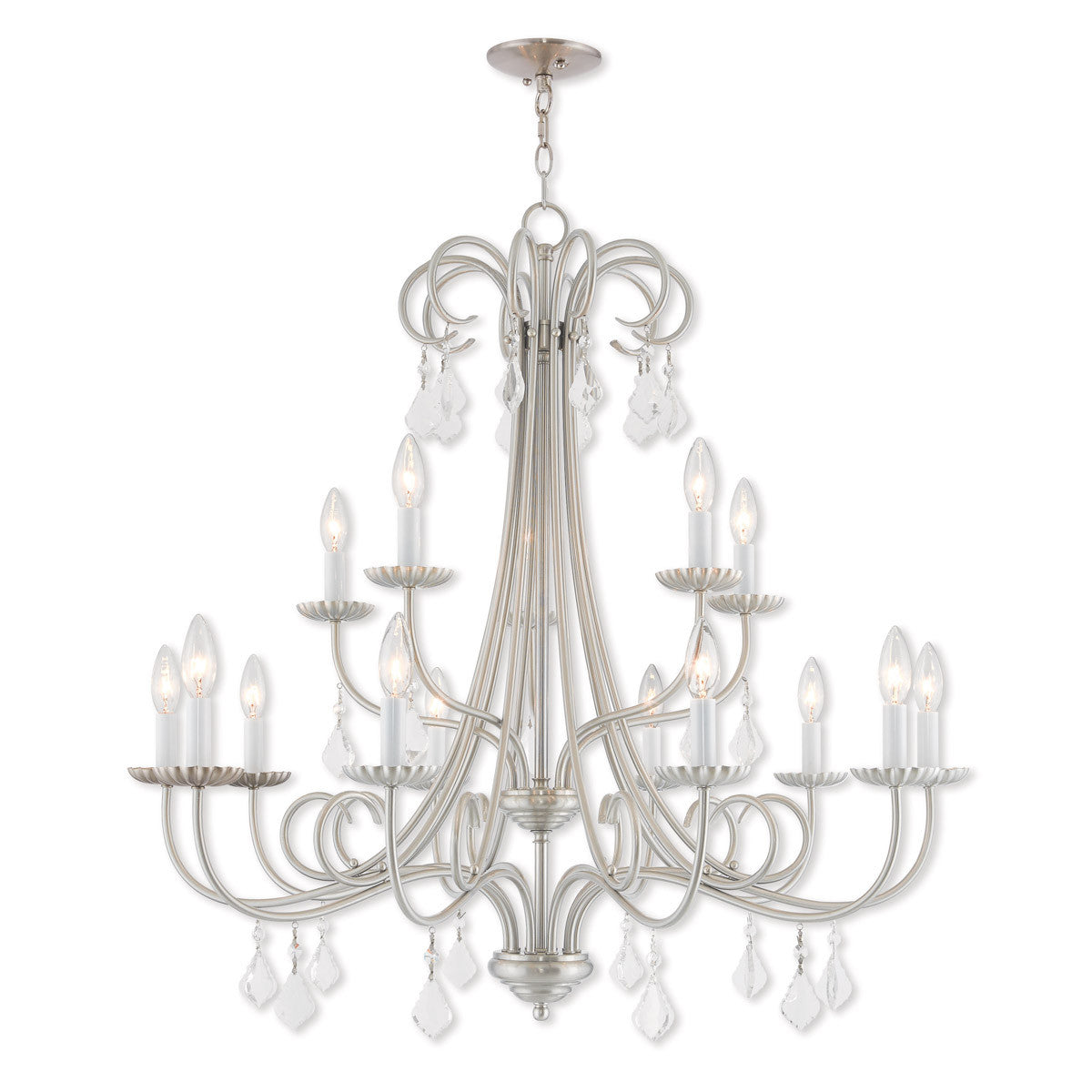 Livex Lighting Daphne Collection 15 Lt BN Foyer Chandelier in Brushed Nickel 40879-91