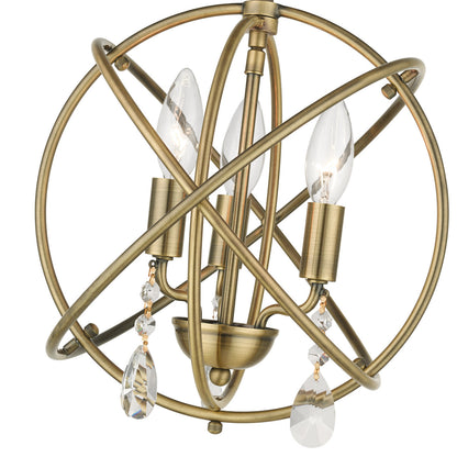 Livex Lighting Aria Collection  3 Light Antique Brass Convertible Chandelier / Semi Flush in Antique Brass 40903-01