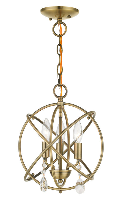 Livex Lighting Aria Collection  3 Light Antique Brass Convertible Chandelier / Semi Flush in Antique Brass 40903-01