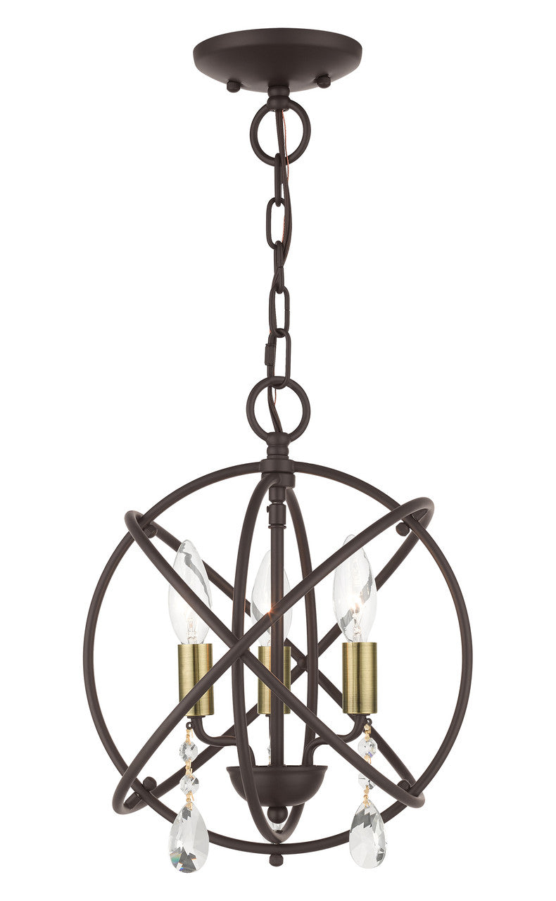 Livex Lighting Aria Collection  3 Light Bronze Convertible Chandelier / Semi Flush in Bronze 40903-07