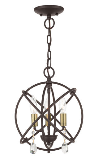 Livex Lighting Aria Collection  3 Light Bronze Convertible Chandelier / Semi Flush in Bronze 40903-07