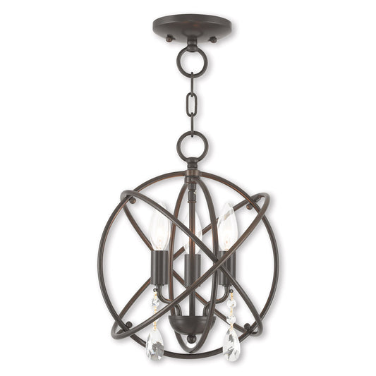 Livex Lighting Aria Collection 3 Light EBZ Mini Chandelier/Flush Mount in English Bronze 40903-92