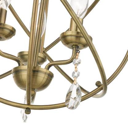 Livex Lighting Aria Collection  3 Light Antique Brass Convertible Chandelier / Semi Flush in Antique Brass 40904-01