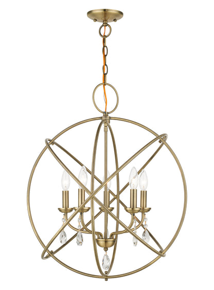 Livex Lighting Aria Collection  5 Light Antique Brass Chandelier in Antique Brass 40905-01