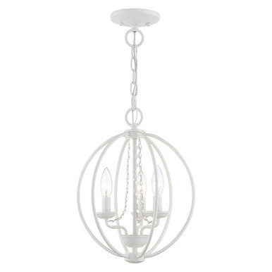 Livex Lighting Arabella Collection  3 Light White Globe Convertible Mini Chandelier/ Semi-Flush in White 40913-03