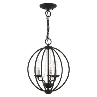 Livex Lighting Arabella Collection  3 Light Black with Brushed Nickel Finish Candles Globe Convertible Mini Chandelier/ Semi-Flush in Black with Brushed Nickel Finish Candles 40913-04