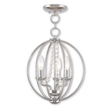 Livex Lighting Arabella Collection 3 Light CH Mini Chandelier/Ceiling Mount in Polished Chrome 40913-05