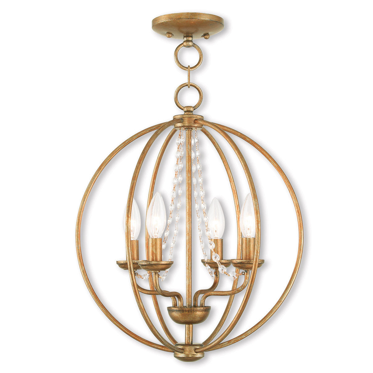 Livex Lighting Arabella Collection 4 Light AGL Mini Chandelier/Flush Mount in Antique Gold Leaf 40914-48