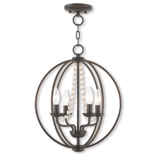 Livex Lighting Arabella Collection 4 Light EBZ Mini Chandelier/Flush Mount in English Bronze 40914-92