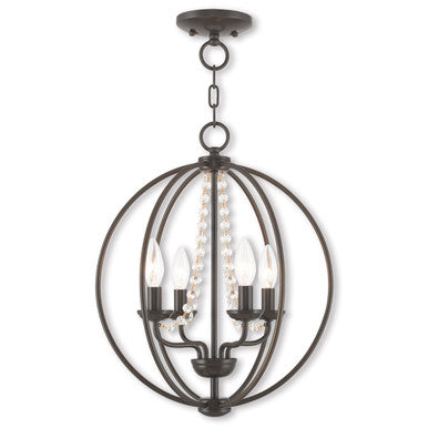 Livex Lighting Arabella Collection 4 Light EBZ Mini Chandelier/Flush Mount in English Bronze 40914-92