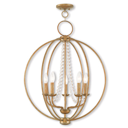 Livex Lighting Arabella Collection 5 Light Antique Gold Leaf Chandelier in Antique Gold Leaf 40915-48