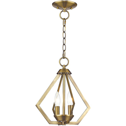 Livex Lighting Prism Collection 2 Light AB Mini Chandelier/Ceiling Mount in Antique Brass 40922-01