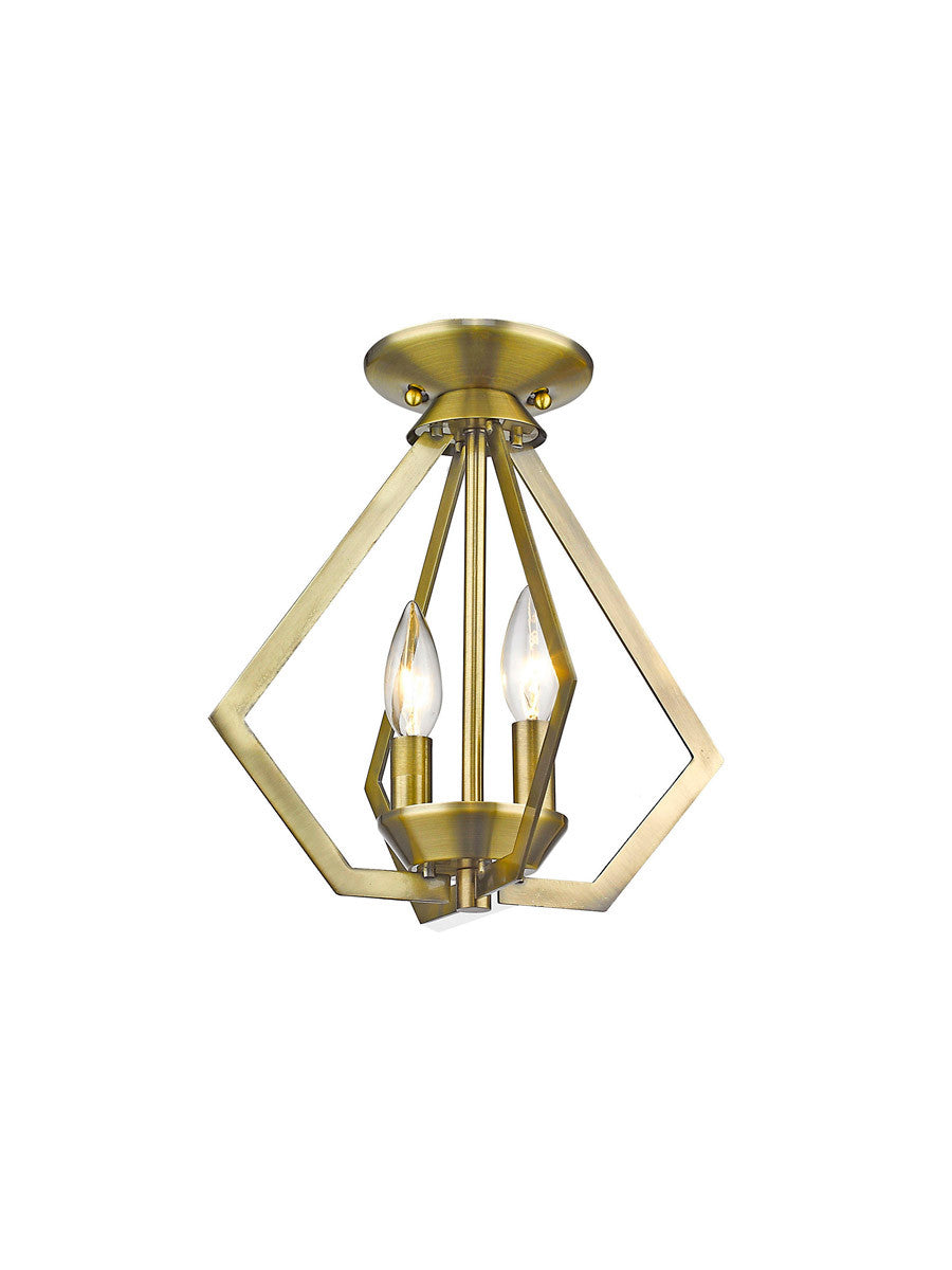 Livex Lighting Prism Collection 2 Light AB Mini Chandelier/Ceiling Mount in Antique Brass 40922-01