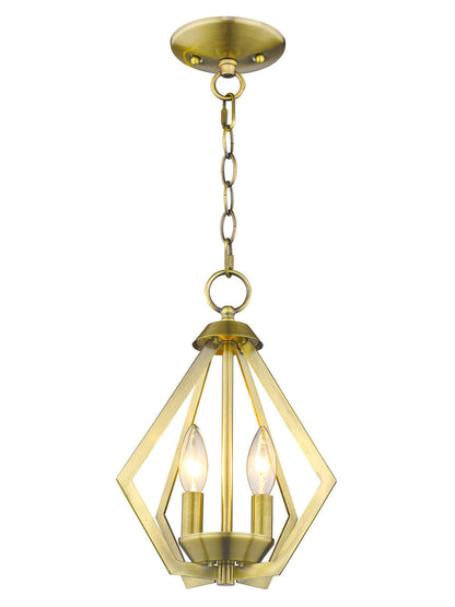 Livex Lighting Prism Collection 2 Light AB Mini Chandelier/Ceiling Mount in Antique Brass 40922-01