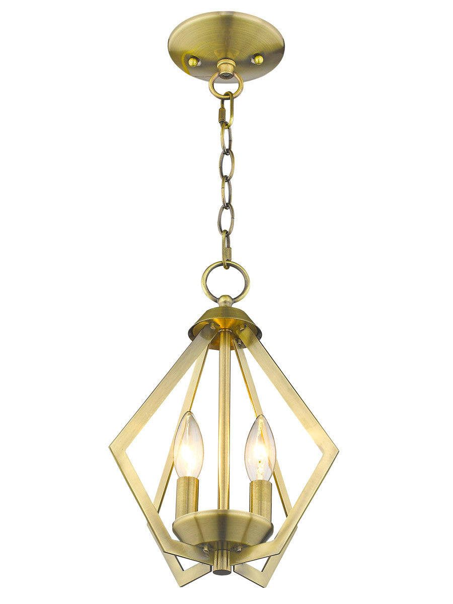 Livex Lighting Prism Collection 2 Light AB Mini Chandelier/Ceiling Mount in Antique Brass 40922-01