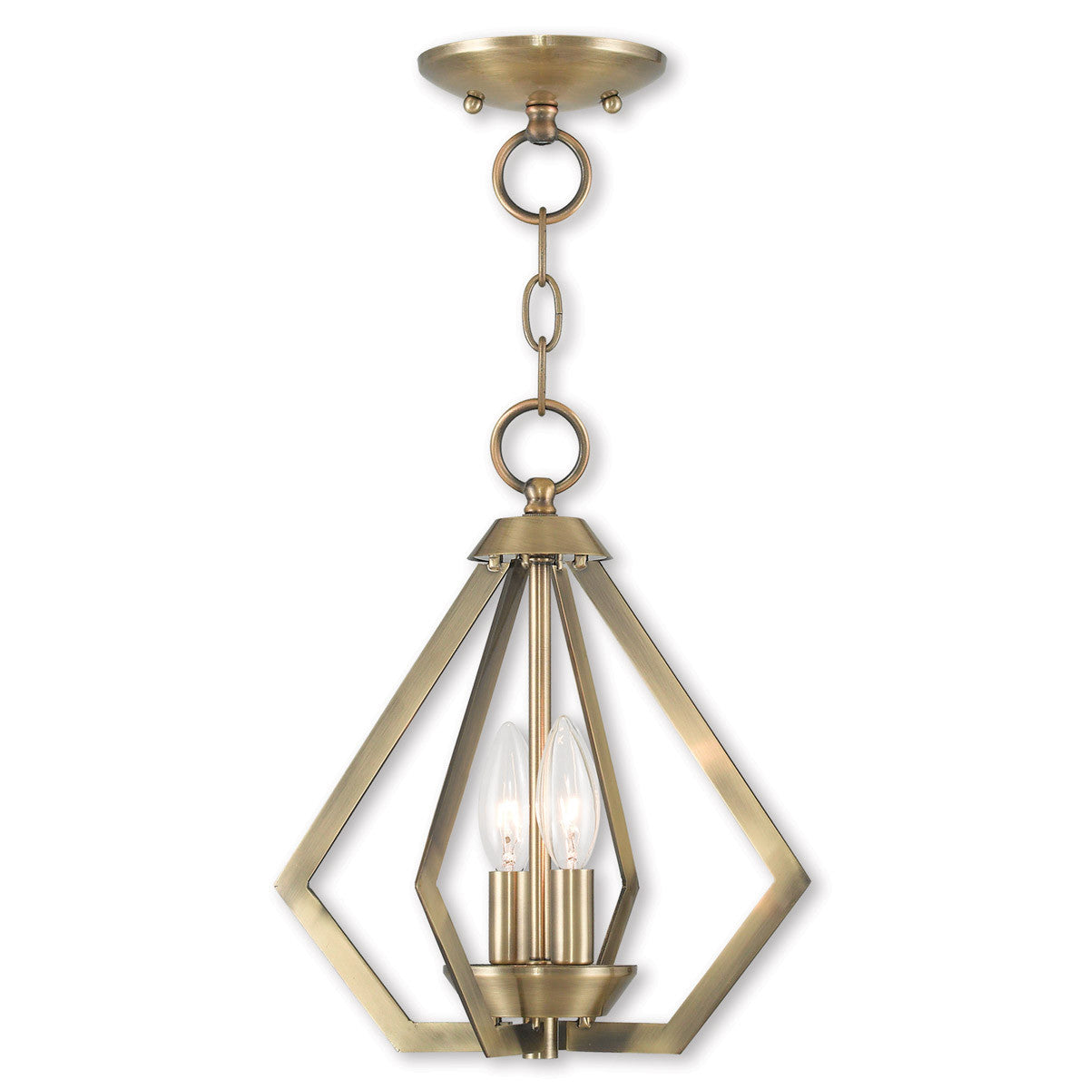 Livex Lighting Prism Collection 2 Light AB Mini Chandelier/Ceiling Mount in Antique Brass 40922-01