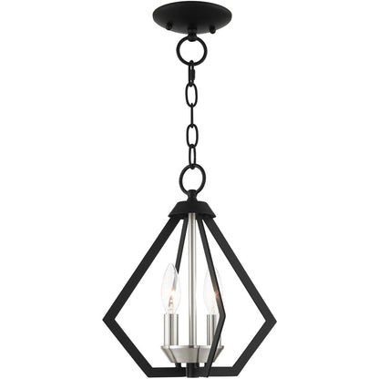 Livex Lighting Prism Collection 2 Lt Black Chandelier in Black with Brushed Nickel Cluster 40922-04