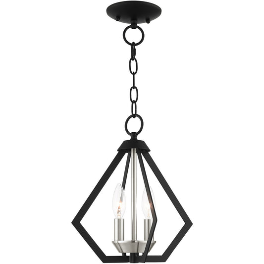 Livex Lighting Prism Collection 2 Lt Black Chandelier in Black with Brushed Nickel Cluster 40922-04