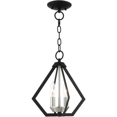 Livex Lighting Prism Collection 2 Lt Black Chandelier in Black with Brushed Nickel Cluster 40922-04