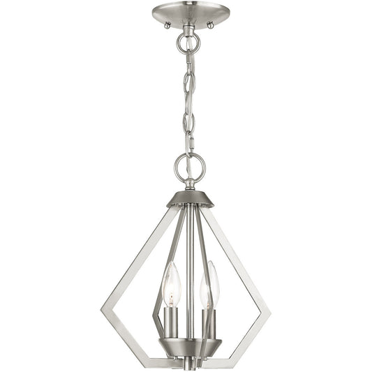 Livex Lighting Prism Collection 2 Light BN Mini Chandelier/Ceiling Mount in Brushed Nickel 40922-91