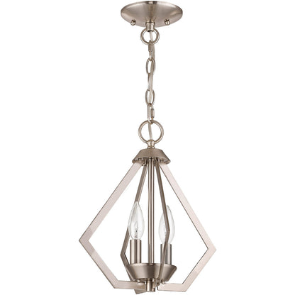 Livex Lighting Prism Collection 2 Light BN Mini Chandelier/Ceiling Mount in Brushed Nickel 40922-91