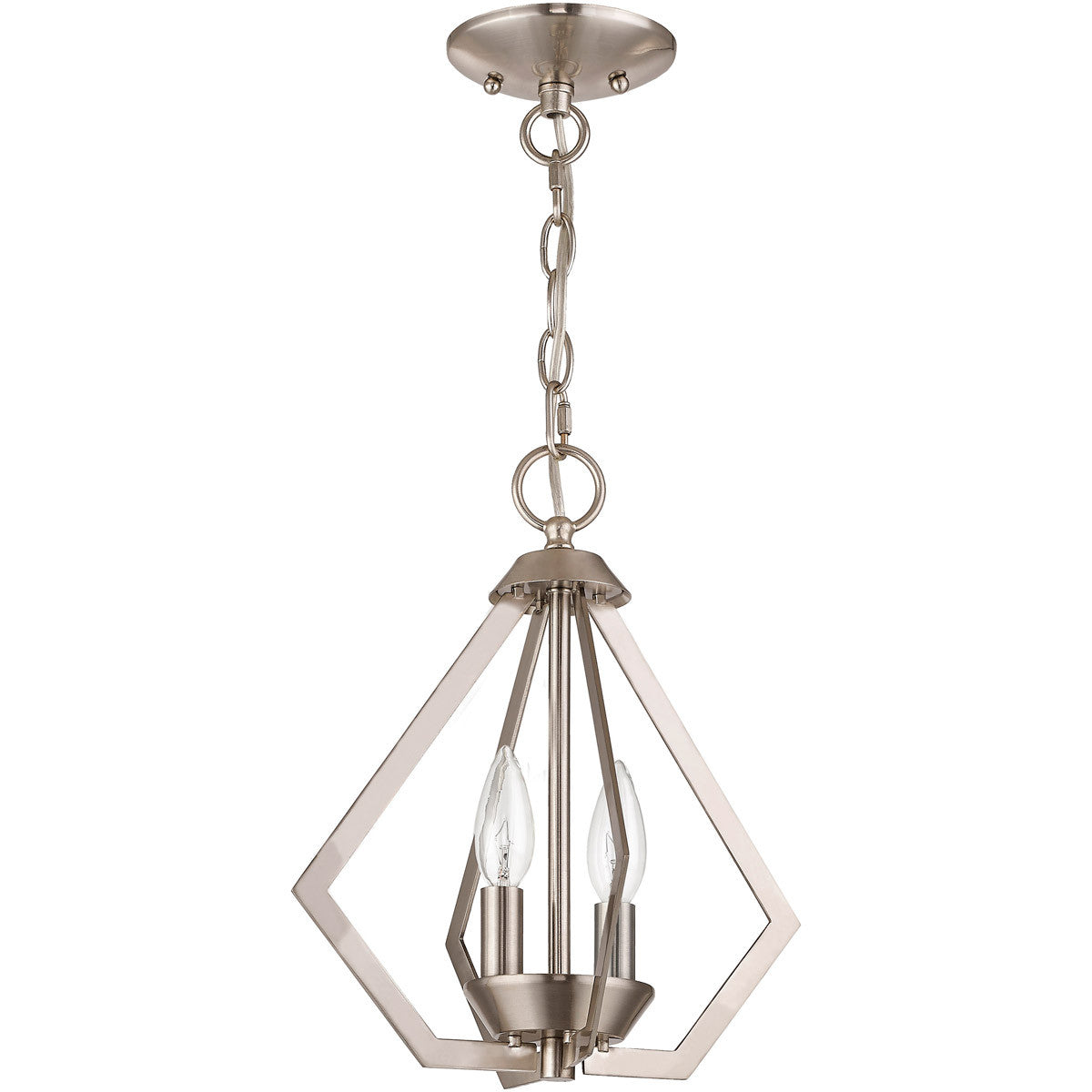 Livex Lighting Prism Collection 2 Light BN Mini Chandelier/Ceiling Mount in Brushed Nickel 40922-91