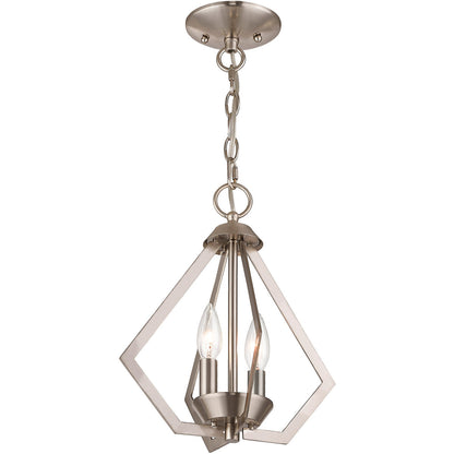 Livex Lighting Prism Collection 2 Light BN Mini Chandelier/Ceiling Mount in Brushed Nickel 40922-91