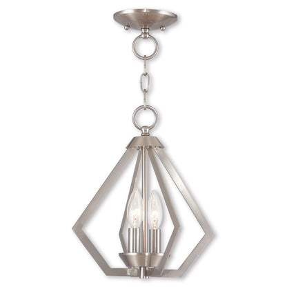 Livex Lighting Prism Collection 2 Light BN Mini Chandelier/Ceiling Mount in Brushed Nickel 40922-91