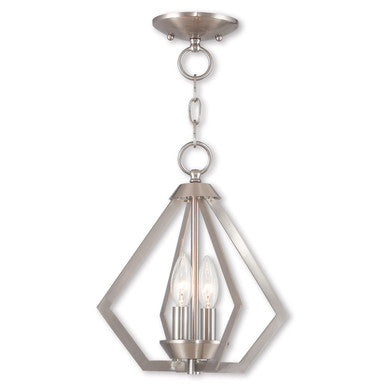 Livex Lighting Prism Collection 2 Light BN Mini Chandelier/Ceiling Mount in Brushed Nickel 40922-91