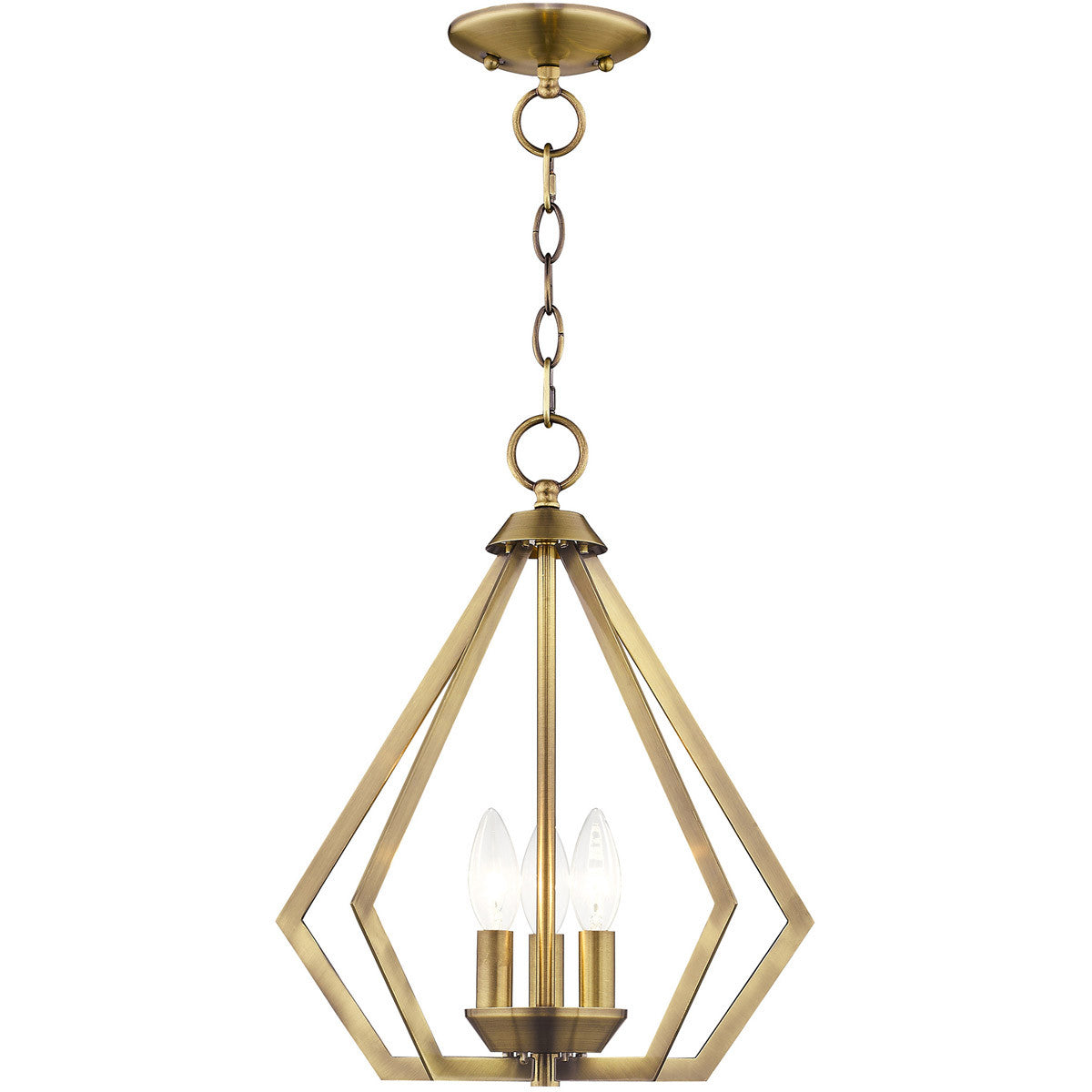 Livex Lighting Prism Collection 3 Light AB Mini Chandelier/Ceiling Mount in Antique Brass 40923-01