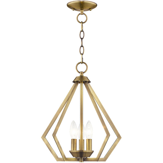 Livex Lighting Prism Collection 3 Light AB Mini Chandelier/Ceiling Mount in Antique Brass 40923-01