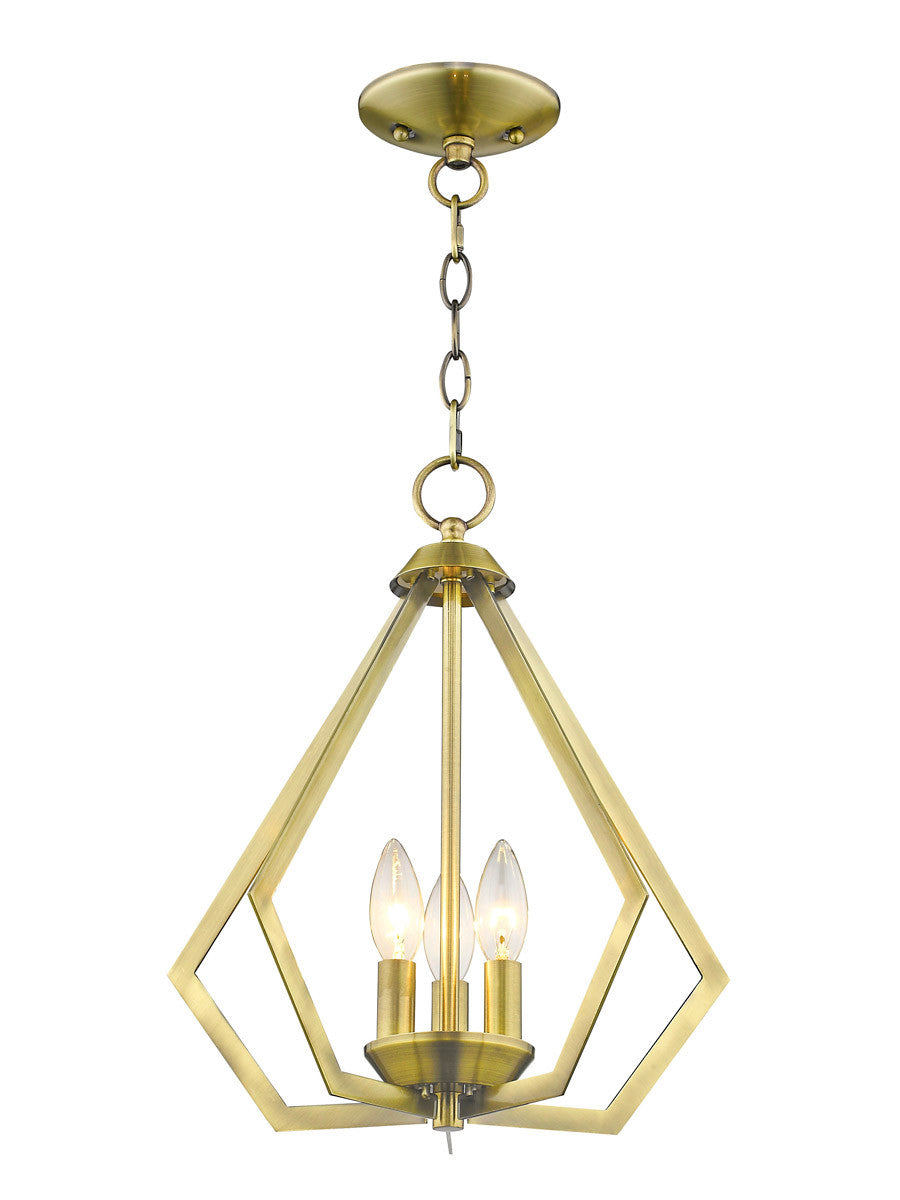 Livex Lighting Prism Collection 3 Light AB Mini Chandelier/Ceiling Mount in Antique Brass 40923-01