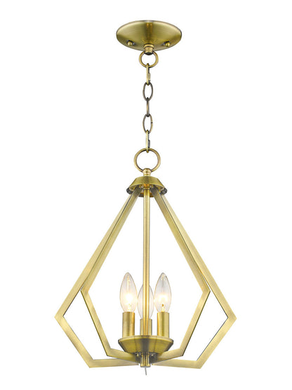 Livex Lighting Prism Collection 3 Light AB Mini Chandelier/Ceiling Mount in Antique Brass 40923-01