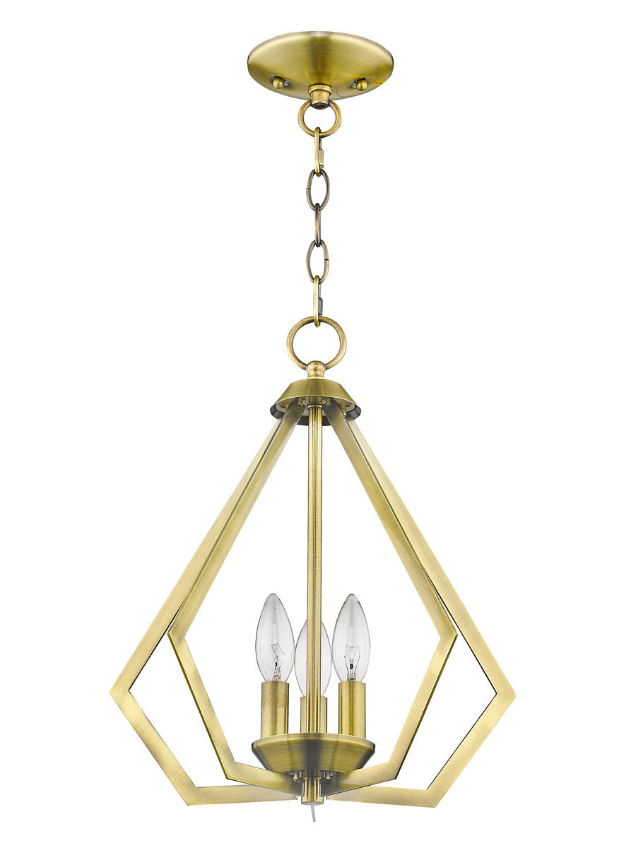 Livex Lighting Prism Collection 3 Light AB Mini Chandelier/Ceiling Mount in Antique Brass 40923-01