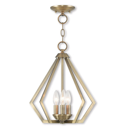 Livex Lighting Prism Collection 3 Light AB Mini Chandelier/Ceiling Mount in Antique Brass 40923-01