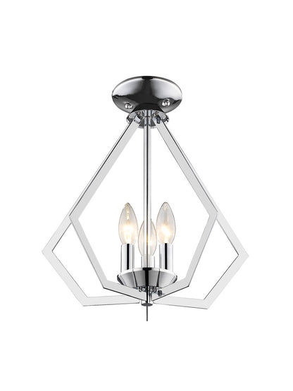 Livex Lighting Prism Collection 3 Light CH Mini Chandelier/Ceiling Mount in Polished Chrome 40923-05