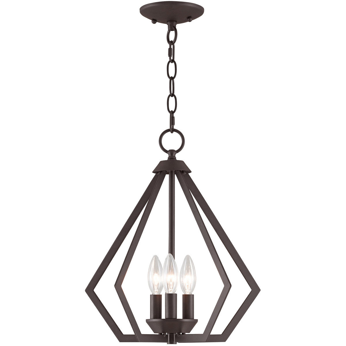 Livex Lighting Prism Collection 3 Light BZ Mini Chandelier/Ceiling Mount in Bronze 40923-07