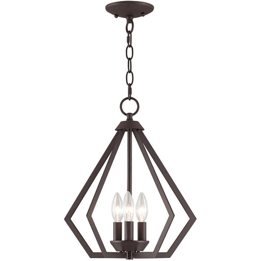 Livex Lighting Prism Collection 3 Light BZ Mini Chandelier/Ceiling Mount in Bronze 40923-07