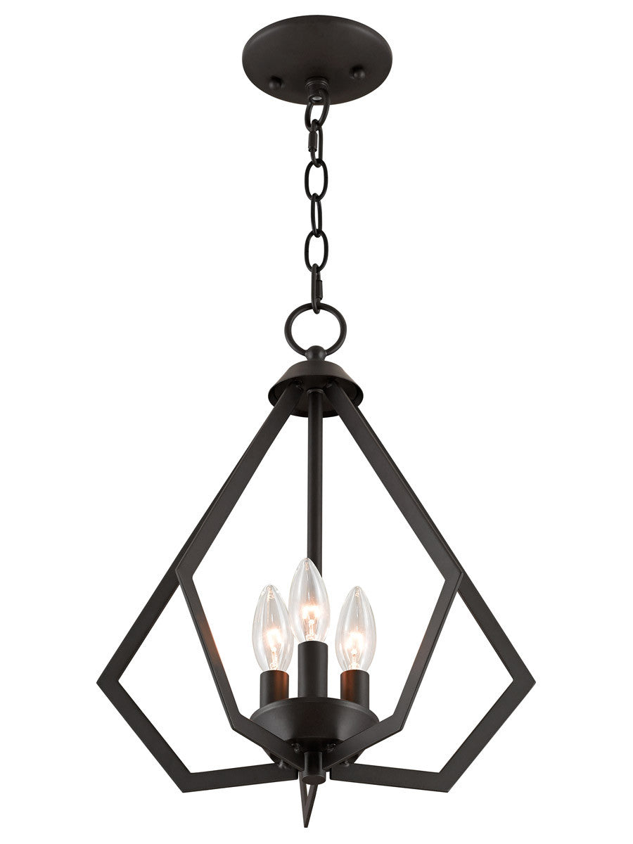 Livex Lighting Prism Collection 3 Light BZ Mini Chandelier/Ceiling Mount in Bronze 40923-07