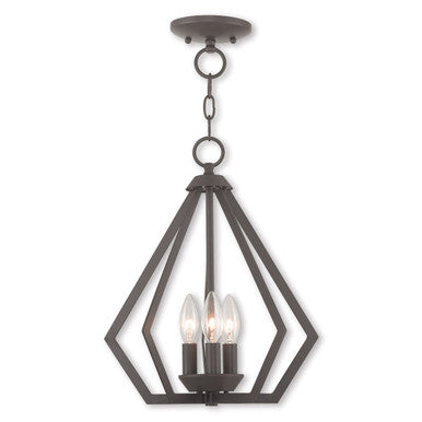 Livex Lighting Prism Collection 3 Light BZ Mini Chandelier/Ceiling Mount in Bronze 40923-07