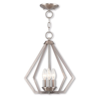 Livex Lighting Prism Collection 3 Light BN Mini Chandelier/Ceiling Mount in Brushed Nickel 40923-91