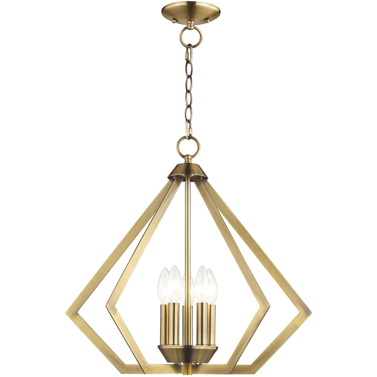 Livex Lighting Prism Collection 5 Light Antique Brass Chandelier in Antique Brass 40925-01