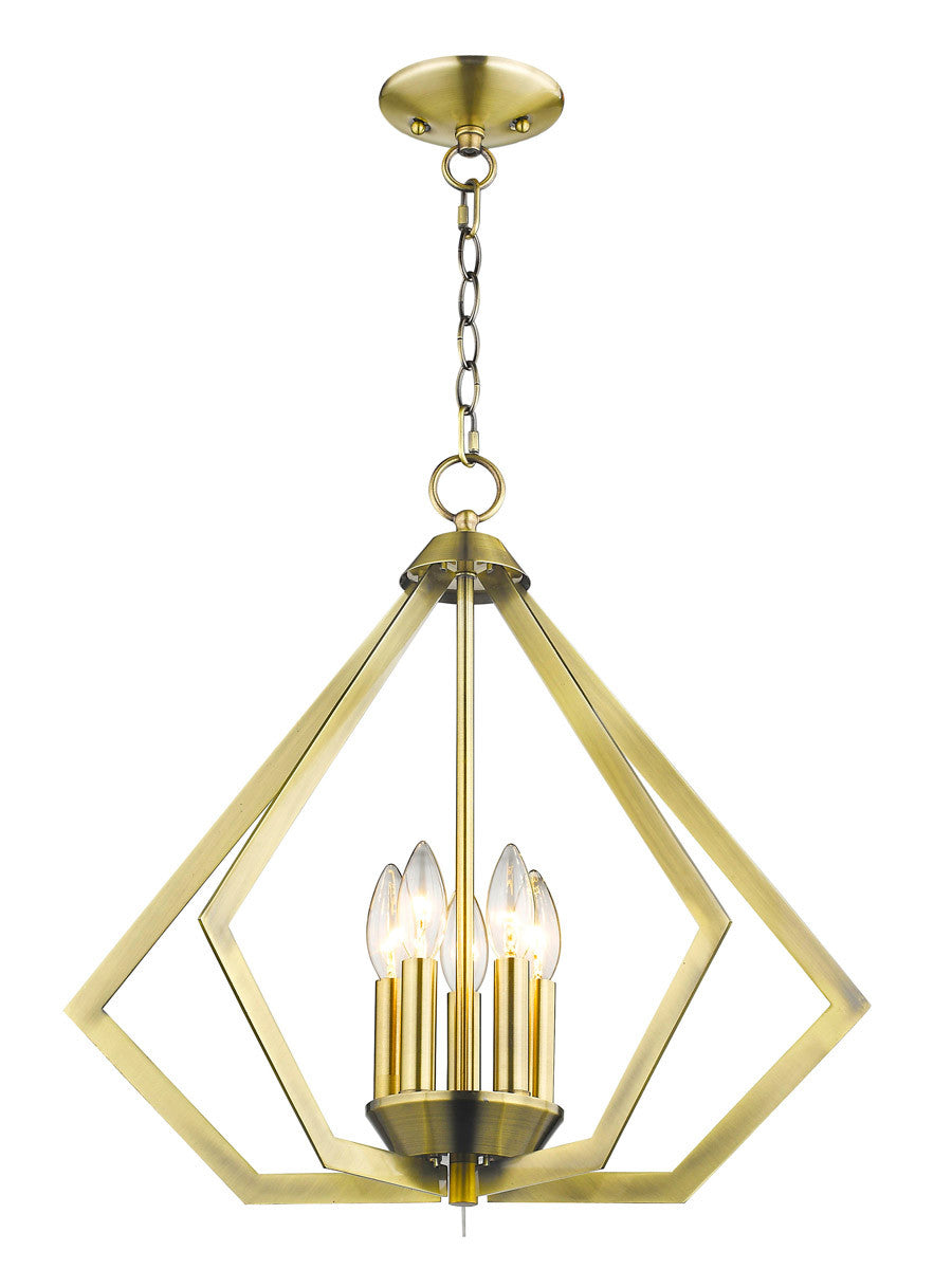 Livex Lighting Prism Collection 5 Light Antique Brass Chandelier in Antique Brass 40925-01