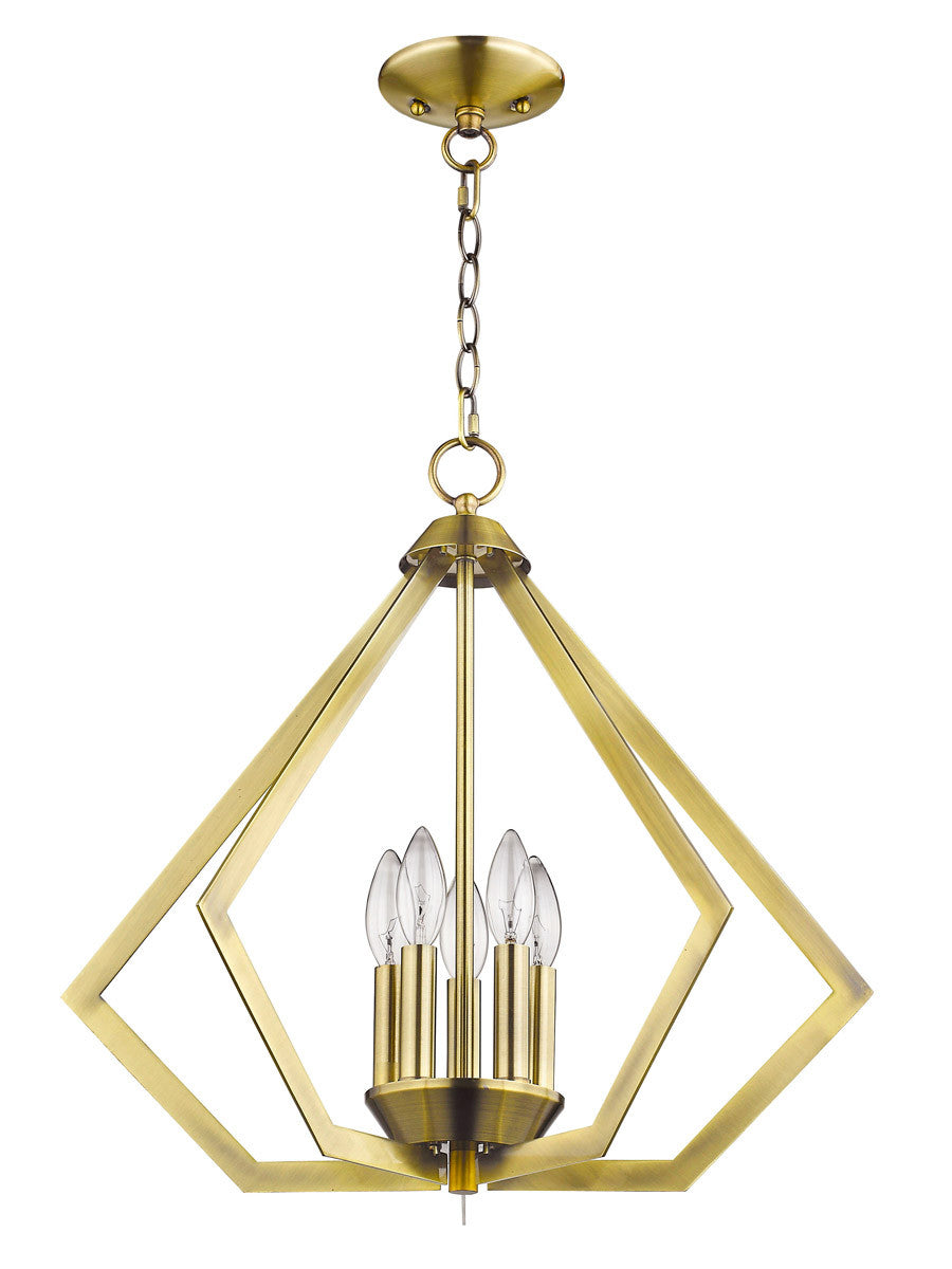 Livex Lighting Prism Collection 5 Light Antique Brass Chandelier in Antique Brass 40925-01