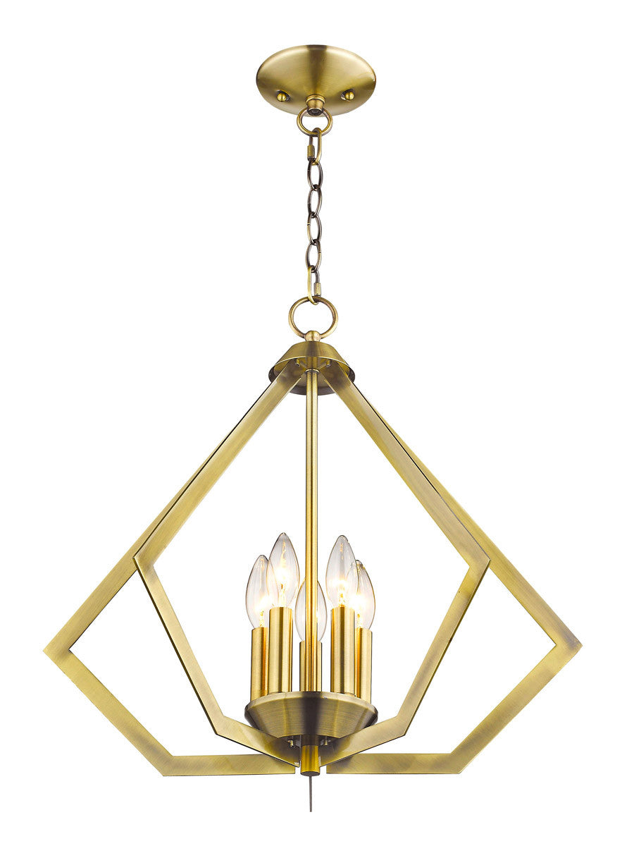 Livex Lighting Prism Collection 5 Light Antique Brass Chandelier in Antique Brass 40925-01