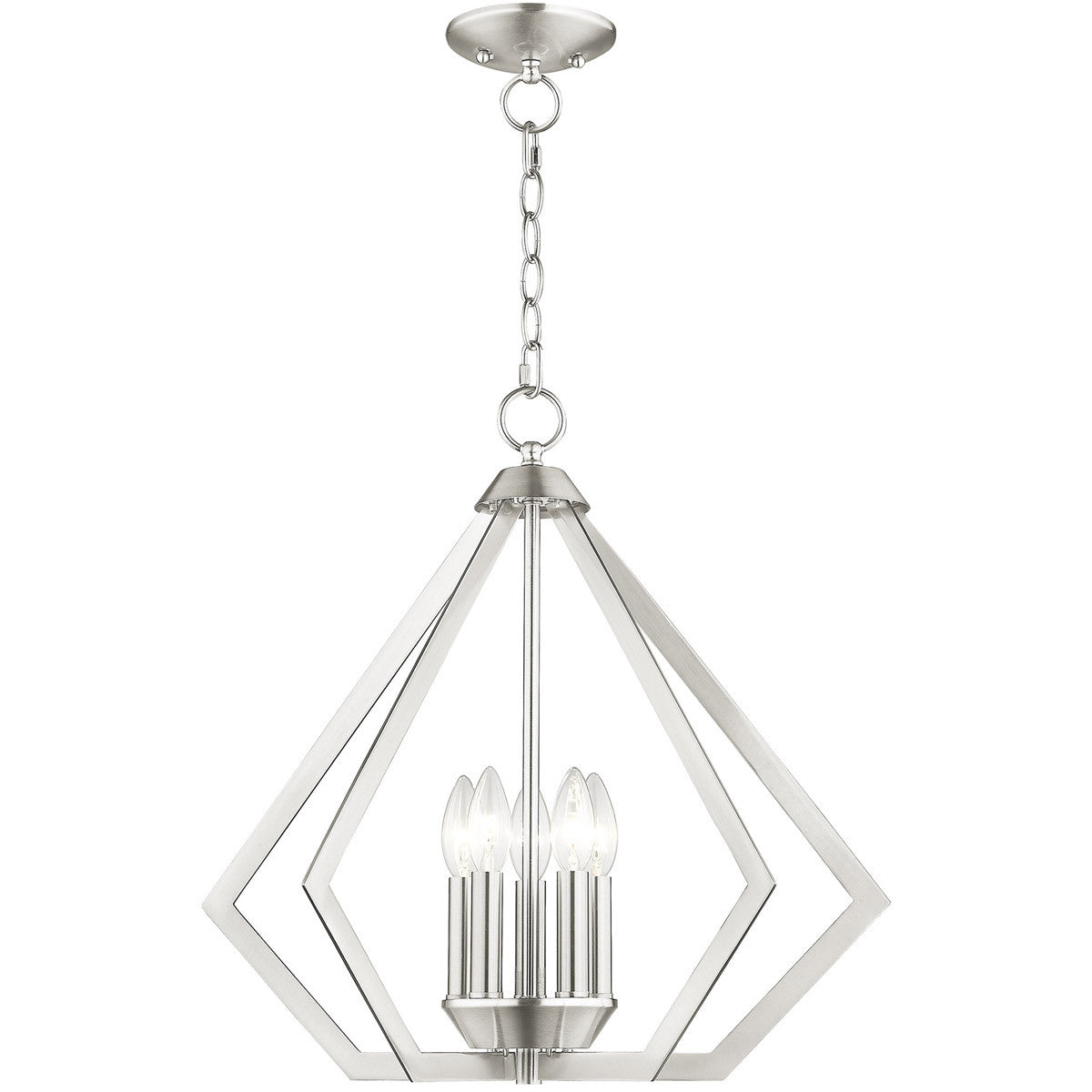 Livex Lighting Prism Collection 5 Light Brushed Nickel Chandelier in Brushed Nickel 40925-91