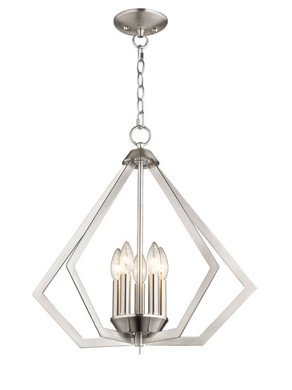 Livex Lighting Prism Collection 5 Light Brushed Nickel Chandelier in Brushed Nickel 40925-91