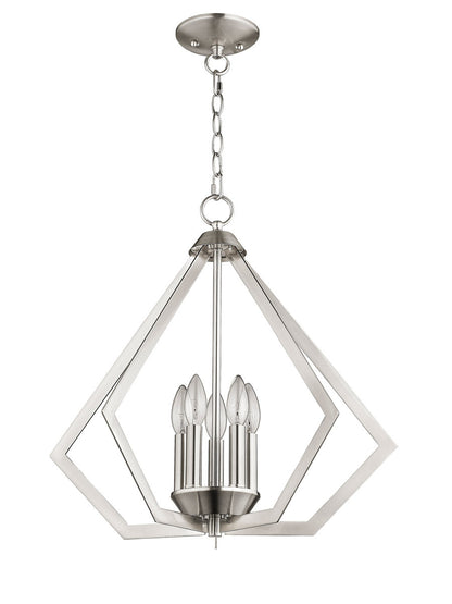 Livex Lighting Prism Collection 5 Light Brushed Nickel Chandelier in Brushed Nickel 40925-91